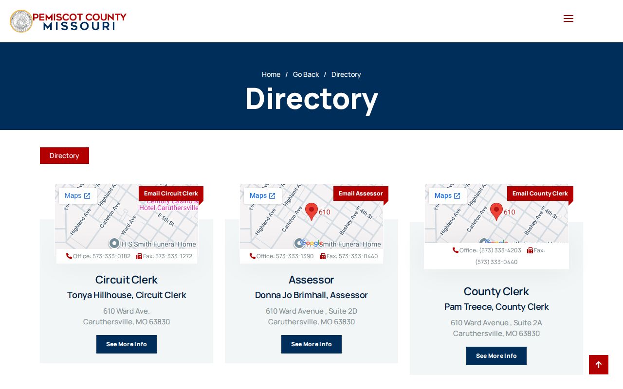Pemiscot County directory with sheriff contact information