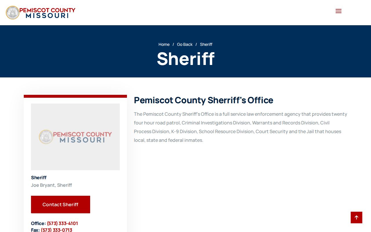 Pemiscot County Sheriff official jail, warrants, and records page
