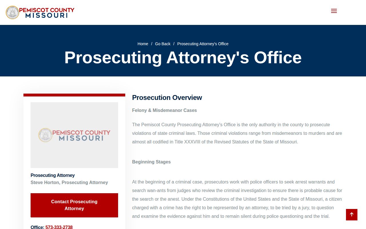 Pemiscot County Prosecuting Attorney warrant process page